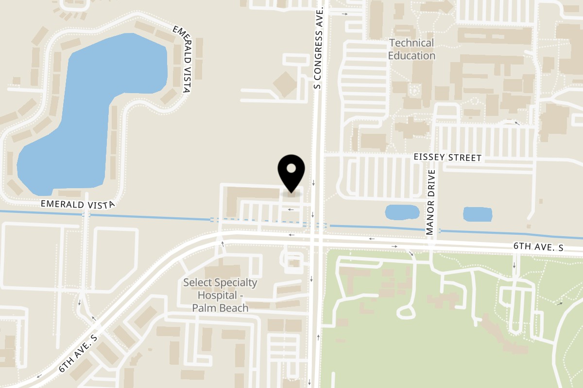 Map showing the location of Wings Plus of Lake Worth on 4455 S Congress Ave in Lake Worth Beach